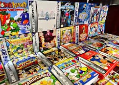 Retro video game wall at Collector's Cove
